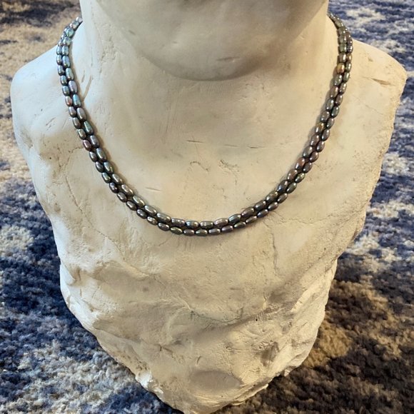 Natural Gray Fresh Water Pearl Necklace - double strand - adjustable length - Picture 1 of 5
